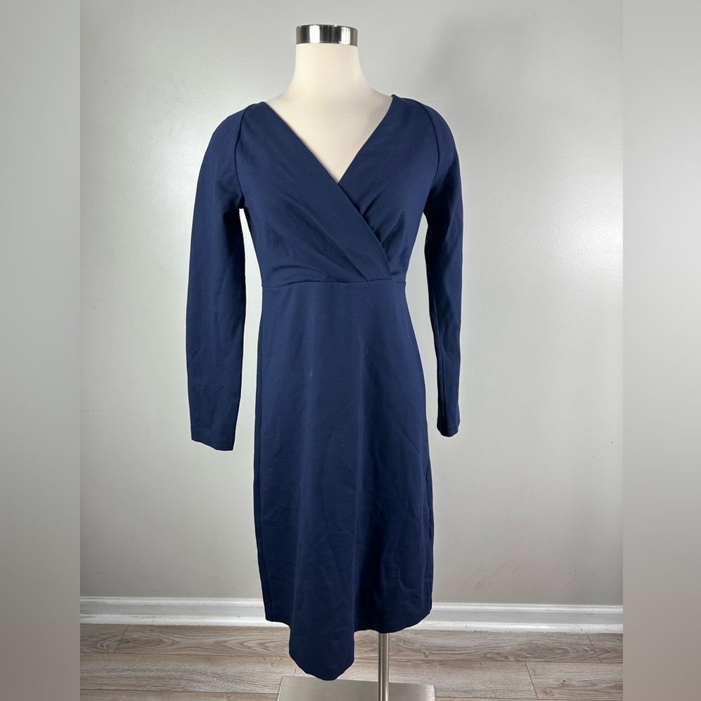 Talbot Navy Blue Career Casual V-neck Long Sleeve Dress Size 6 NWT